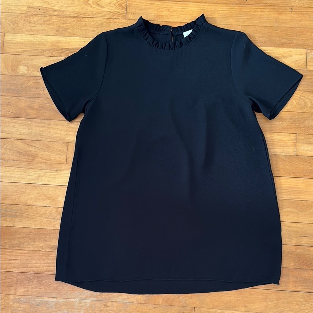 Orange Creek Black Short Sleeve Mandarin Collar Tee
